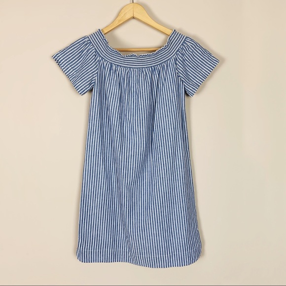 JCrew Striped Off The Shoulder Dress - Picture 2 of 8